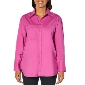 NEW Banana Republic Cotton Oversized Button Down Long Sleeve Shirt Pink XS